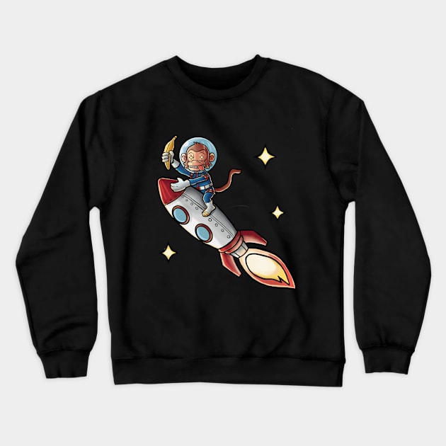 Monkey of Space Crewneck Sweatshirt by Vicarte